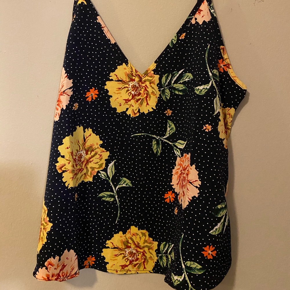 Navy & Yellow Floral Tank Top